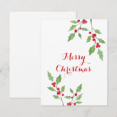 Waterverf Holly Sprigs Notitiekaartje (Voorkant / Achterkant)