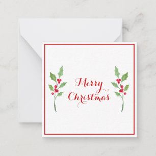 Waterverf Holly Sprigs Notitiekaartje