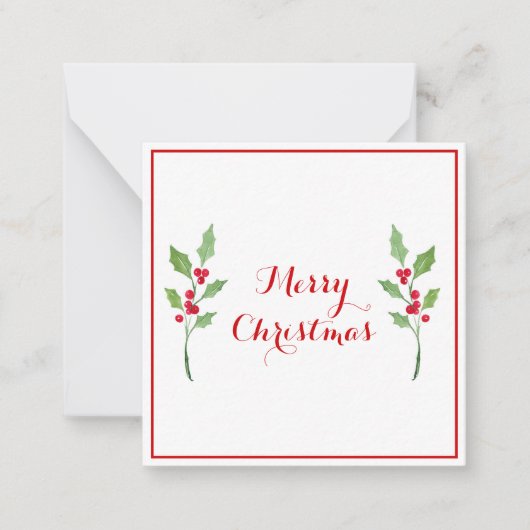 Waterverf Holly Sprigs Notitiekaartje (Voorkant)