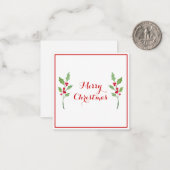 Waterverf Holly Sprigs Notitiekaartje (Voorkant / Achterkant in situ)