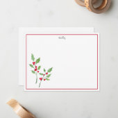 Waterverf Holly Sprigs Notitiekaartje (Voorkant / Achterkant in situ)