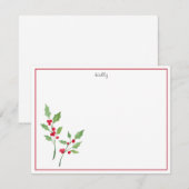 Waterverf Holly Sprigs Notitiekaartje (Voorkant / Achterkant)