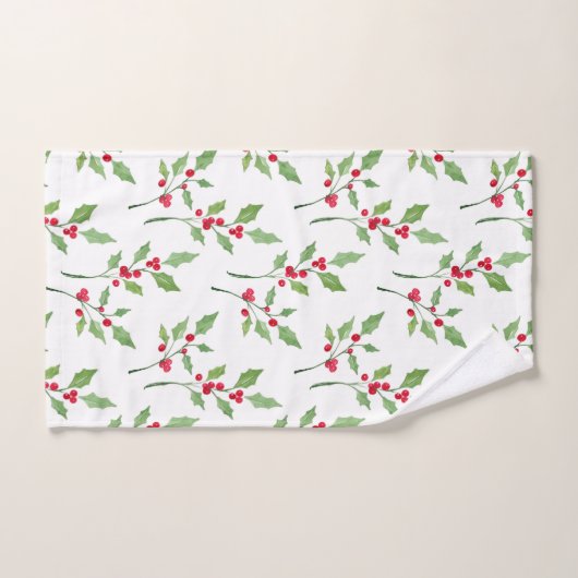 Waterverf Holly Sprigs Pattern Bad Handdoek (Handdoek)