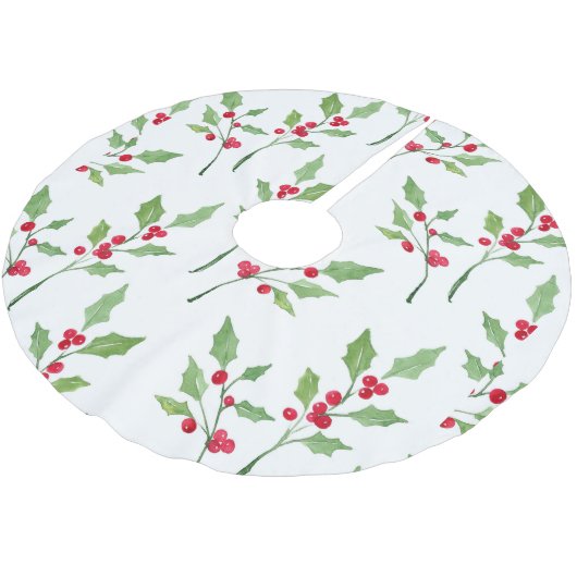 Waterverf Holly Sprigs Pattern Kerstboom Rok (Gekanteld)