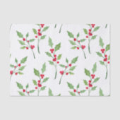 Waterverf Holly Sprigs Pattern Tissuepapier (Voorkant)
