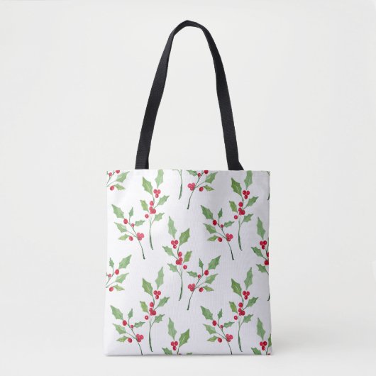Waterverf Holly Sprigs Pattern Tote Bag (Voorkant)