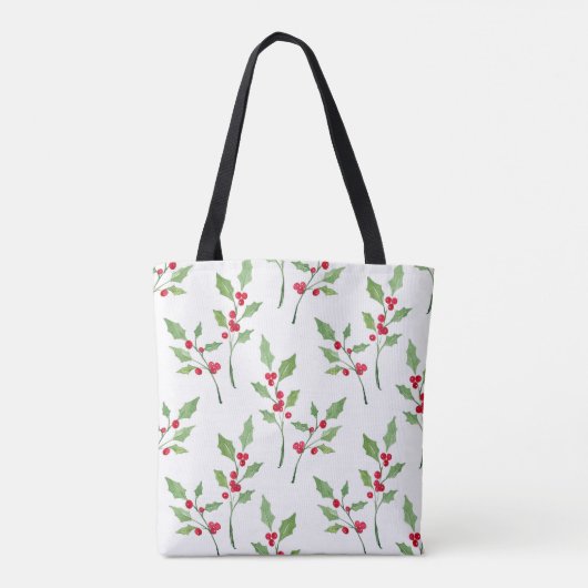 Waterverf Holly Sprigs Pattern Tote Bag (Achterkant)