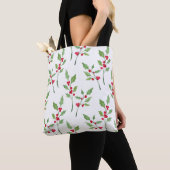 Waterverf Holly Sprigs Pattern Tote Bag (Dichtbij)