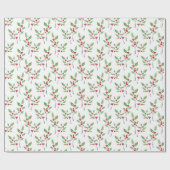 Waterverf Holly Sprigs Pattern Wrapping Paper Cadeaupapier (Vlak)