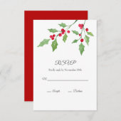 Waterverf Holly Sprigs RSVP Kaartje (Voorkant / Achterkant)
