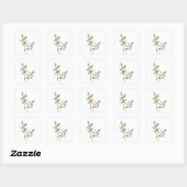 Waterverf Holly Sprigs Vierkante Sticker (Vel)