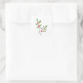 Waterverf Holly Sprigs Vierkante Sticker (Tas)