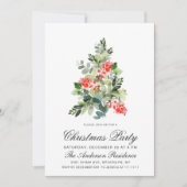 Waterverf Holly Tree kerstfeestje Kaart (Voorkant)