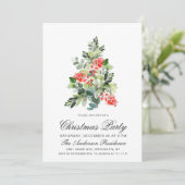 Waterverf Holly Tree kerstfeestje Kaart (Staand voorkant)