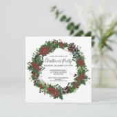 Waterverf Holly uitnodiging voor kerstfeest (Staand voorkant)