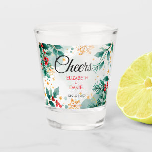 Waterverf Holly Wedding Christmas Shot Glass Glas