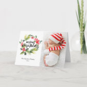 Waterverf Holly Wreate-kerstfotokaart Feestdagen Kaart (Voorkant)