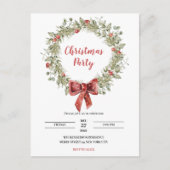 Waterverf Holly Wreate Kerstparty Uitnodiging (Voorkant)