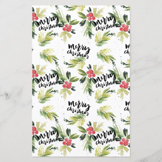 Waterverf Holly Wreate Kerstparty Uitnodiging (Achterkant)