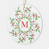 Waterverf Holly Wreath 2 Keramisch Ornament (Links)