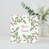 Waterverf Holly Wreath 3 Kaart (Staand voorkant)