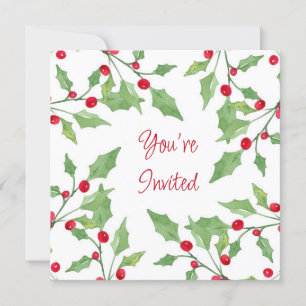 Waterverf Holly Wreath 3 Kaart