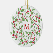 Waterverf Holly Wreath 3 Keramisch Ornament (Rechts)