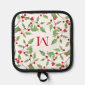 Waterverf Holly Wreath 3 Pannenlap (Voorkant)