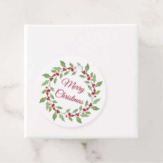 Waterverf Holly Wreath Bedankjes Labels (In situ)