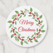 Waterverf Holly Wreath Bedankjes Labels (Voorkant)