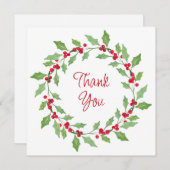 Waterverf Holly Wreath Bedankkaart (Voorkant / Achterkant)