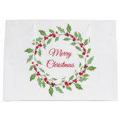 Waterverf Holly Wreath Groot Cadeauzakje (Voorkant)