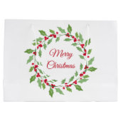 Waterverf Holly Wreath Groot Cadeauzakje (Achterkant)