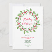 Waterverf Holly Wreath Kaart (Voorkant)