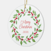Waterverf Holly Wreath Keramisch Ornament (Links)