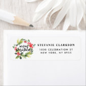 Waterverf Holly Wreath Merry kerst Etiket (Insitu)