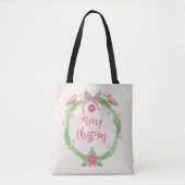 Waterverf Holly Wreath Merry kerst Tote Bag (Voorkant)
