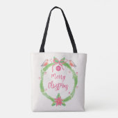 Waterverf Holly Wreath Merry kerst Tote Bag (Achterkant)
