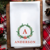 Waterverf Holly Wreath Modern Holiday Kerstmis Theedoek