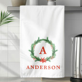 Waterverf Holly Wreath Modern Holiday Kerstmis Theedoek