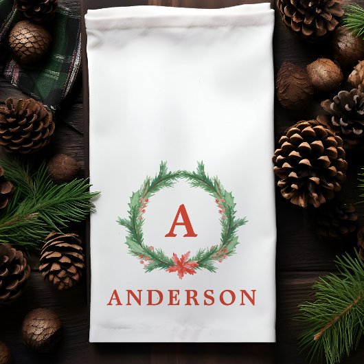 Waterverf Holly Wreath Modern Holiday Kerstmis Theedoek