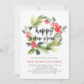 Waterverf Holly Wreath Nieuwjaarsfeest Kaart (Voorkant)