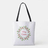 Waterverf Holly Wreath Tote Bag (Achterkant)