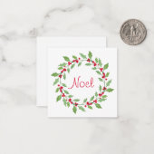 Waterverf Holly WreatNote Card Notitiekaartje (Voorkant / Achterkant in situ)
