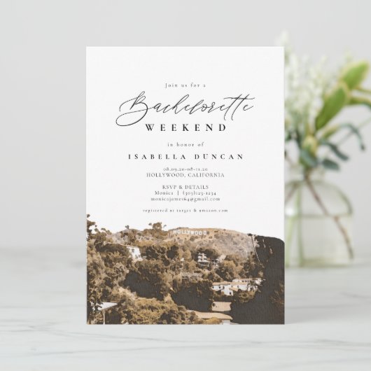 Waterverf Hollywood Californië Teken Palm Tree Kaart (Staand voorkant)