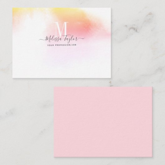 Waterverf Holografie Roze en Gold Notitiekaartje (Voorkant / Achterkant)