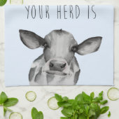 Waterverf Holstein Koe Theedoek (Gevouwen)