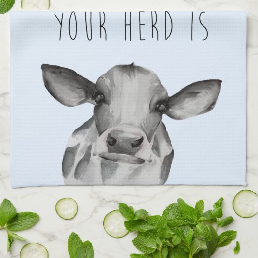 Waterverf Holstein Koe Theedoek (Gevouwen)