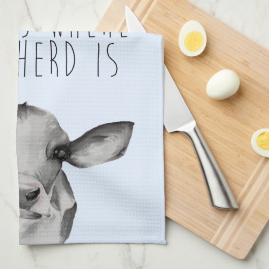 Waterverf Holstein Koe Theedoek (Quarter Fold)