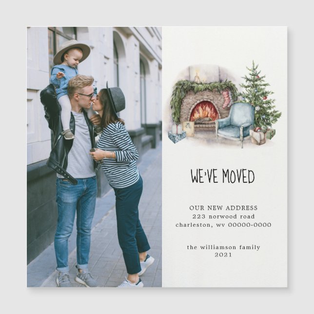 Waterverf Home Holiday Foto Moving Aankondiging (Voorkant)